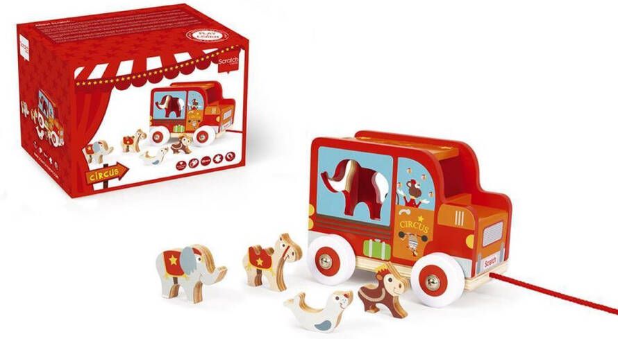 Scratch Trekfiguur Sorteerwagen Circus Rood 18 Cm