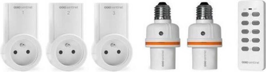 SCS SENTINEL Op afstand bestuurde domotica kit: 3 stopcontacten 2 stopcontacten en 1 afstandsbediening