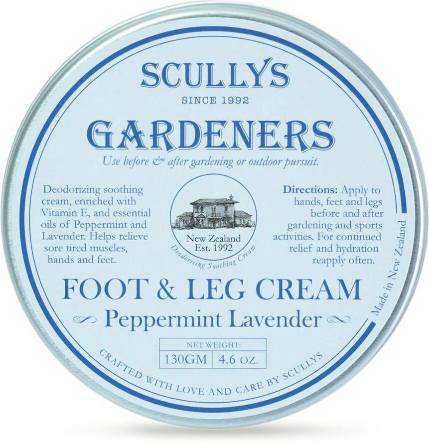 Scullys Gardener's Voet- & Been Huidverzorging Crème Met Lavendel & Pepermunt Etherische Oliën