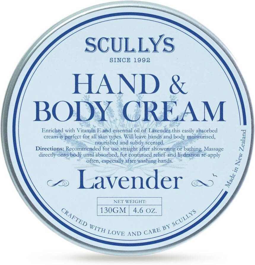 Scullys Hand & Bodycrème Revitaliserende Lavendel Etherische Olie Huidverzorging