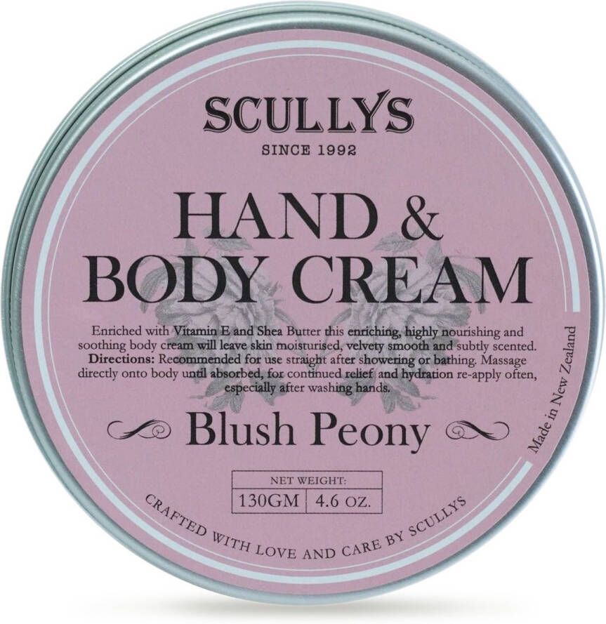 Scullys Hand & Lichaam huidverzorging crème Blozende Pioenroos Tuberoos & Jasmijn Etherische Oliën
