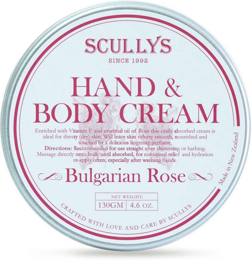 Scullys Hand & Lichaam huidverzorging crème Bulgaarse Roos Etherische Olie