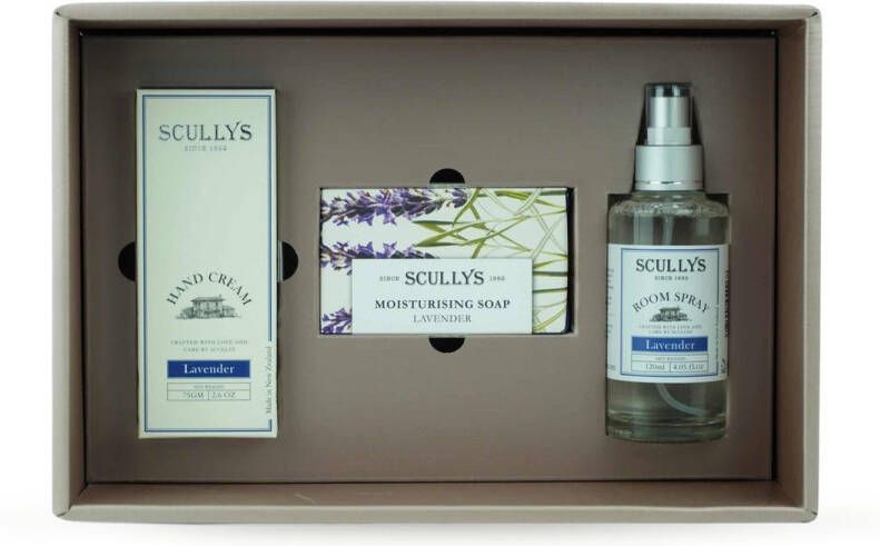 Scullys Trio Box Lavendel Cadeauset Etherische Olie Giftset Geschenkdoos