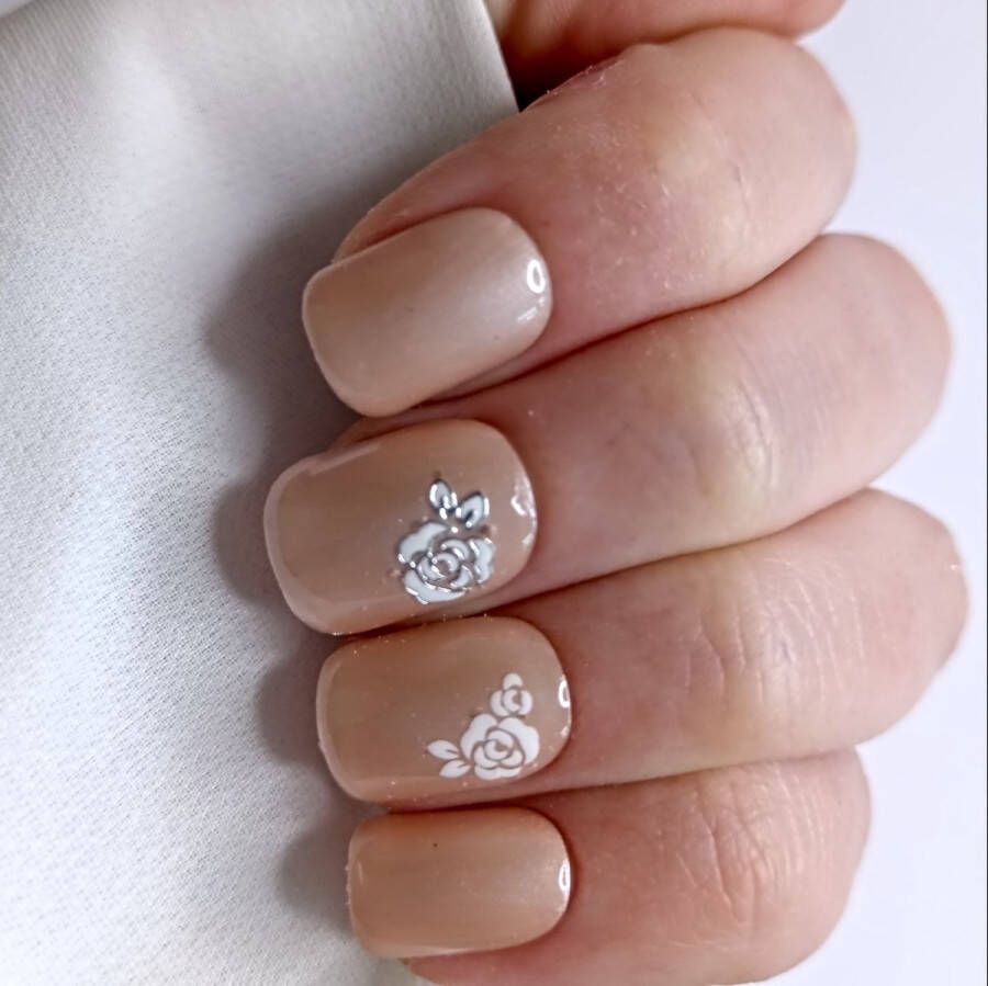 SD Press on Nails B-209 Plaknagels Nagelset 20 Nagels Goudnude Gellak Nagellak Kort Recht- Nageltips Nepnagels met Lijm Kunstnagels Nail Art Handmade Valse nagels Nagelvijl Accessoires Korte Nagels -Square tips