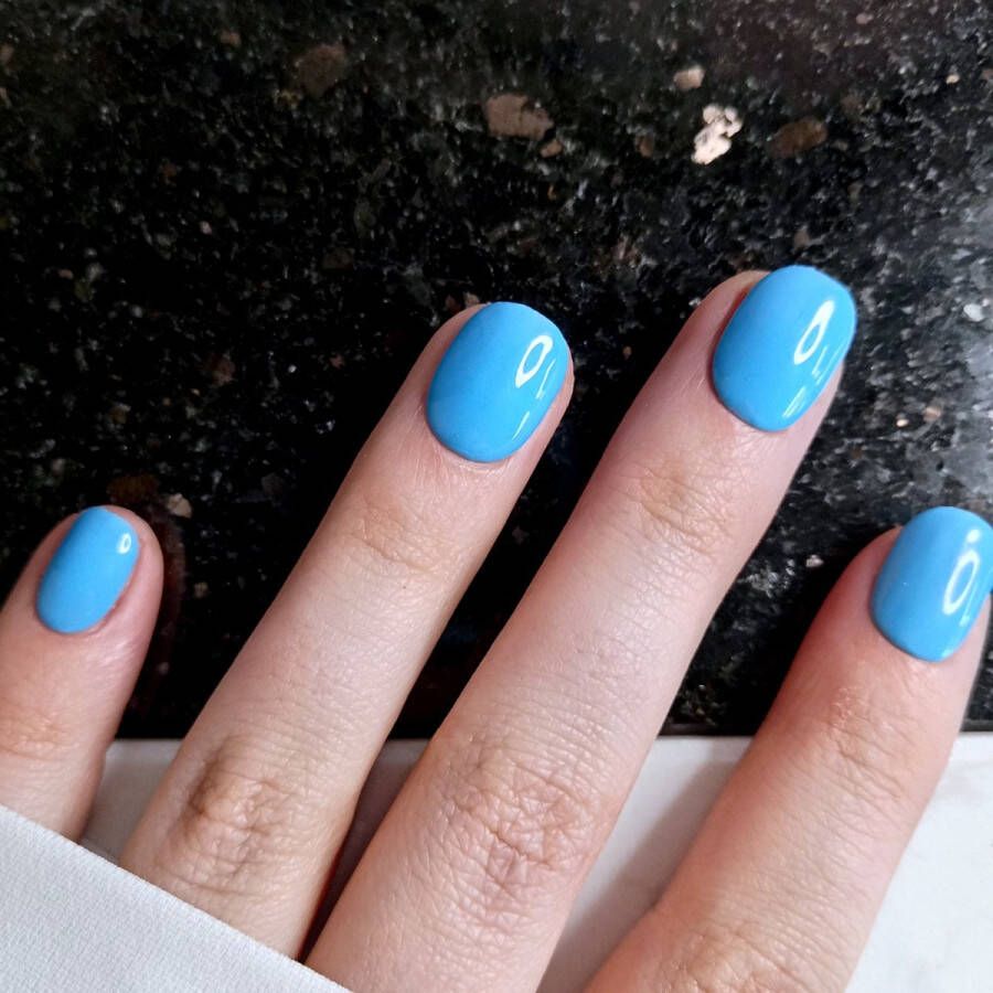 SD Press on Nails B-Series Plaknagels Gelnagels Handgemaakt 20 stuks B61 Blauw Nepnagels Kort Naturel Korte Nagels Accessoires Nagelstudio Nail Art Nagellijm Gellak Nageltips Nails at Home Nagels