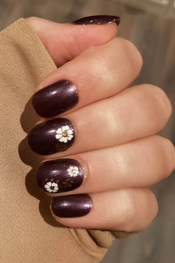 SD Press on Nails B-Series Plaknagels Gelnagels Handgemaakt 20 stuks B77 Voilet Glitter Bloemen Nepnagels met lijm Kort Naturel Accessoires Feestdagen Nagelstudio Gellak Nageltips Nagelset Nail Art Korte nagels