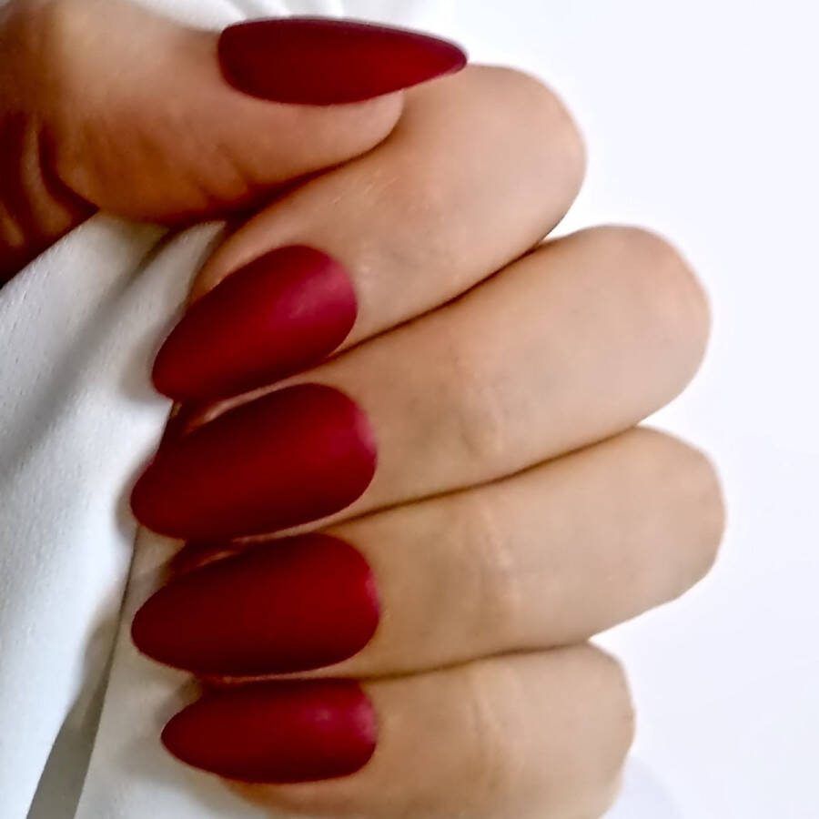 SD Press on Nails B105 Plaknagels Nagelset 20 Nagels Rood Matte Gellak Nagellak Kort Stiletto Nepnagels met Lijm Kunstnagels Nail Art Handmade Valse nagels Nagelvijl Accessoires Stiletto Nagels