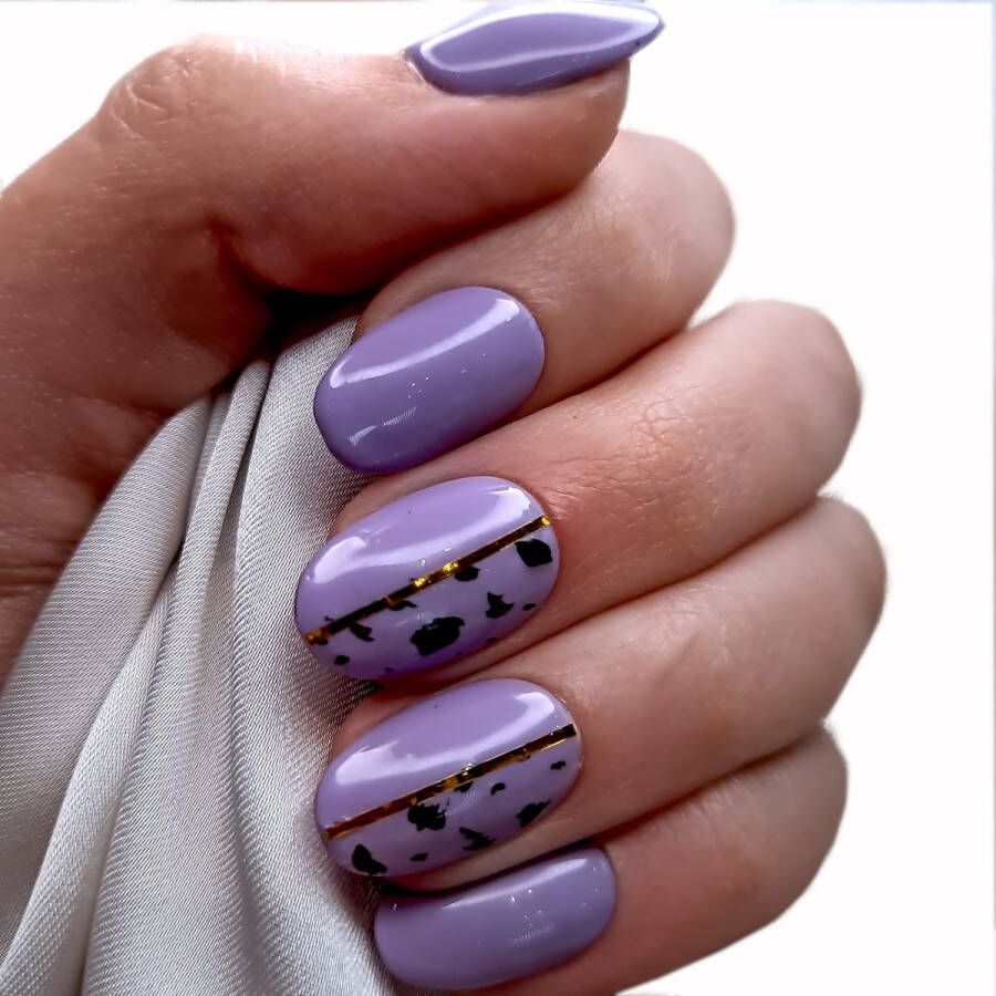 SD Press on Nails B-Series Plaknagels Nagelset 20 Nagels B7 Lila Gellak Nagellak Kort Ronde Nageltips Nepnagels met Lijm Kunstnagels Nail Art Handmade Valse nagels Nagelvijl Accessoires Korte Nagels
