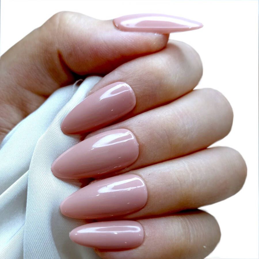 SD Press on Nails B134 Plaknagels met nagellijm Lang Stiletto Kunstnagels Nude Set 20 Nagels