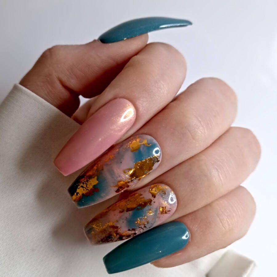 SD Press on Nails B197- Plaknagels Nagelset 20 Nagels Nepnagels Groen Nude Gellak Nagellak XL Ballerina Coffin Nageltips Nepnagels met Lijm Kunstnagels Nail Art Handmade Valse nagels Nagelvijl Accessoires Extreme Nails