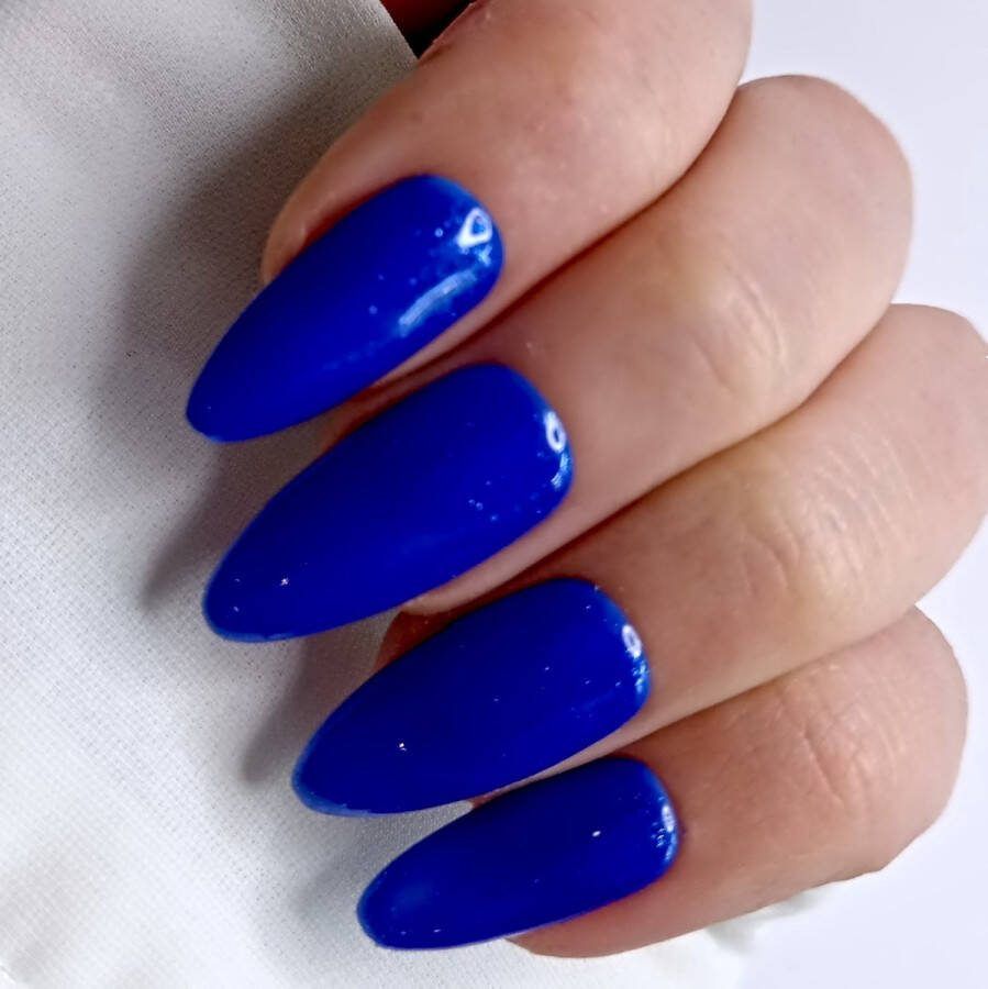 SD Press on Nails B214 Plaknagels Nagelset 20 Nagels Blauw Gellak Nagellak Lang Stiletto Nageltips Nepnagels met Lijm Kunstnagels Nail Art Handmade Valse nagels Nagelvijl Accessoires Lange Nagels