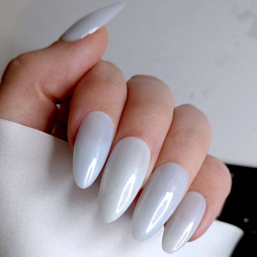 SD Press on Nails B223 Plaknagels Nagelset 20 Nagels Aurora witblauw Gellak Nagellak Lang Stiletto Nepnagels met Lijm Kunstnagels Nail Art Handmade Valse nagels Nagelvijl Accessoires Stiletto Nagels