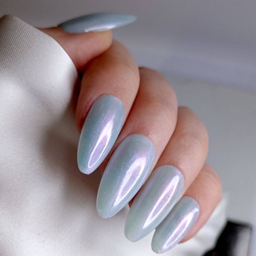 SD Press on Nails B225 Plaknagels Nagelset 20 Nagels Aurora blauw Gellak Nagellak Lang Stiletto Nepnagels met Lijm Kunstnagels Nail Art Handmade Valse nagels Nagelvijl Accessoires Stiletto Nagels