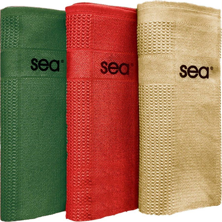 SEA Rode Serie Microvezeldoekjes Schoonmaakdoeken Autodoeken Microvezeldoeken Schoonmaakdoekjes 60x40cm 3 Stuks