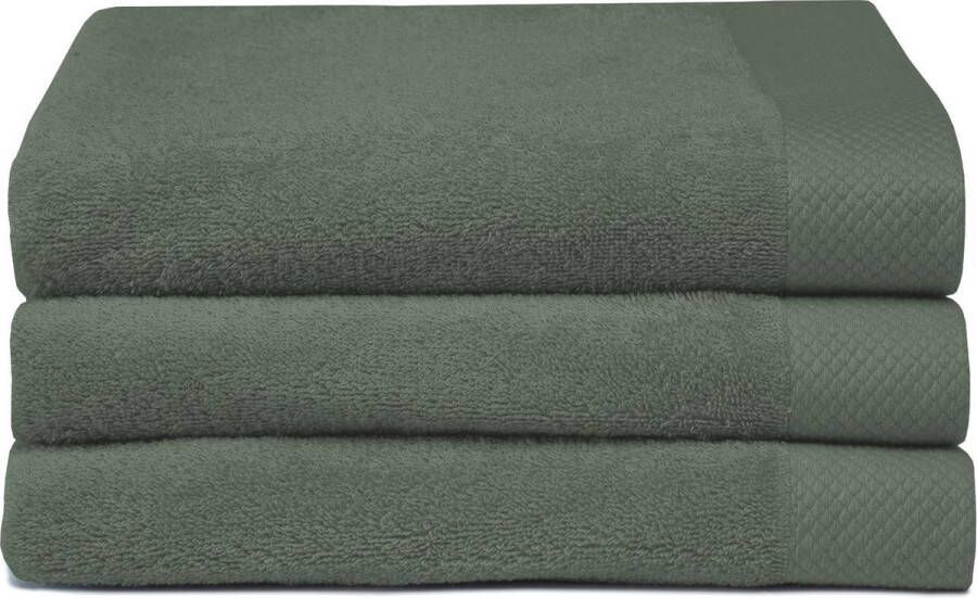 Seahorse Pure Badhanddoek Set van 3 Katoen Superzacht Badstof 60x110 cm Groen