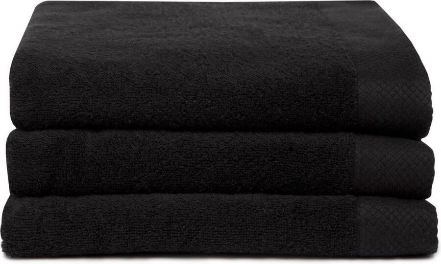 Seahorse Pure handdoeken 60x110 cm Set van 3 Zwart
