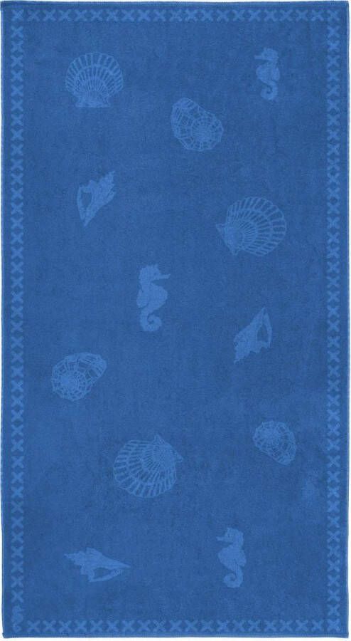 Seahorse Shells Strandlaken 100% Katoen 100x200 Cm Brilliant Blue