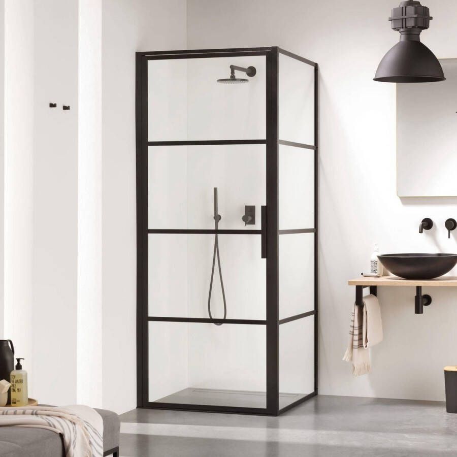 Sealskin SOHO douchecabine met draaideur links incl. antikalk 80x80x210cm zwart