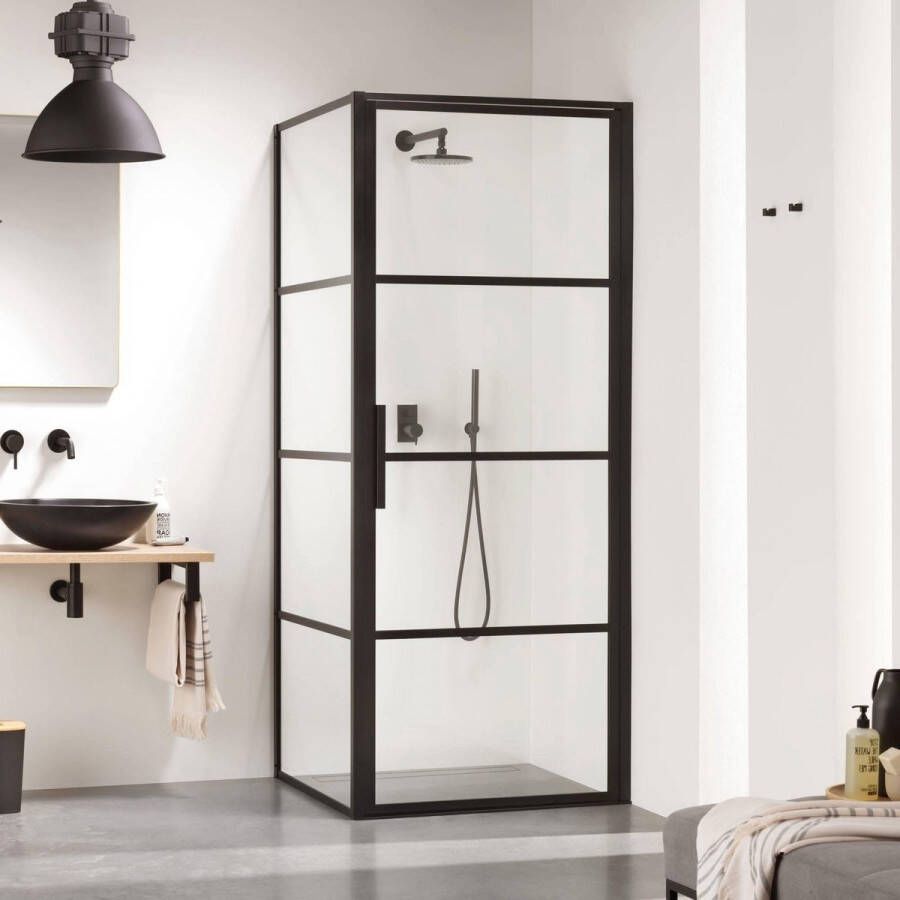 Sealskin SOHO douchecabine met draaideur rechts incl. antikalk 90x80x210cm zwart