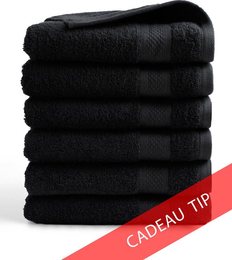 DoubleDry Handdoek Hotel Collectie 6 stuks 50x100 zwart