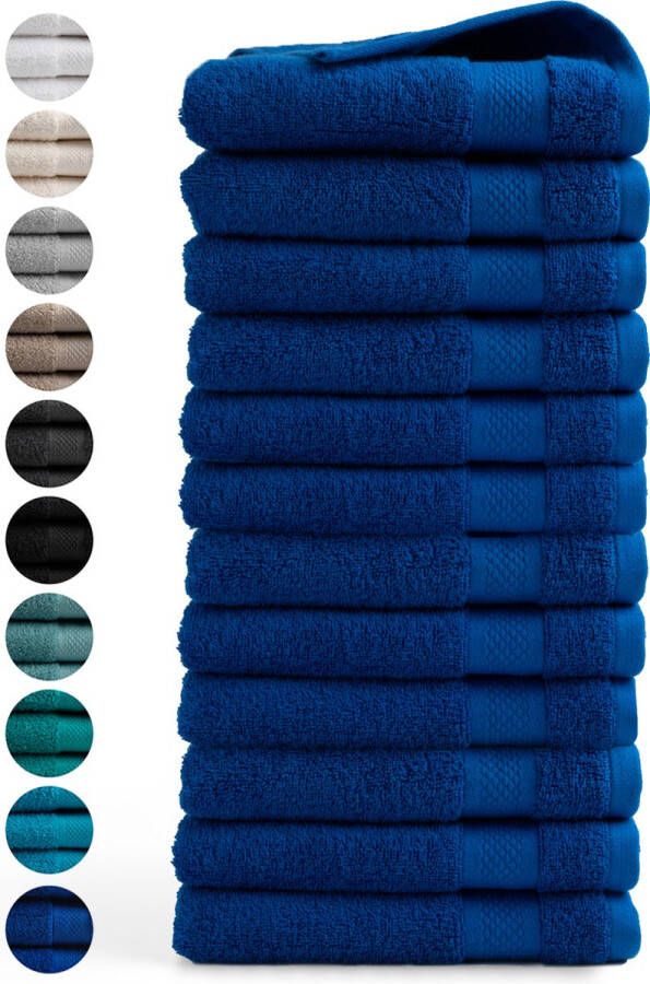 DoubleDry Handdoek Hotel Collectie 12 stuks 50x100 klassiek blauw