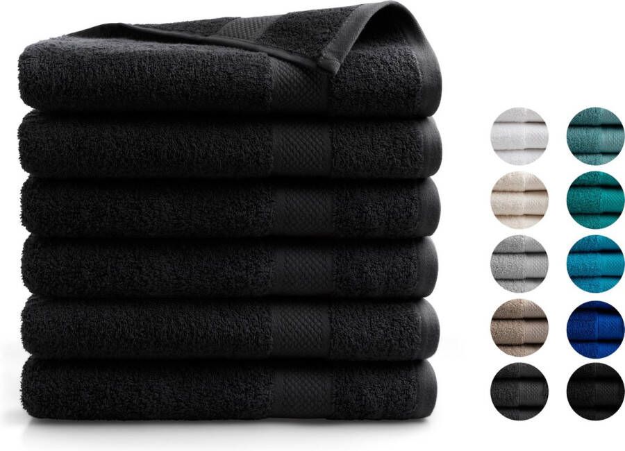 DoubleDry Handdoek Hotel Collectie 6 stuks 70x140 zwart