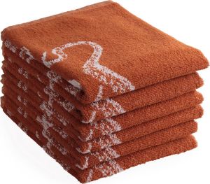Seashell Luxe Keukendoeken 6 Stuks Patroon Oceaan Terracotta 50x50cm
