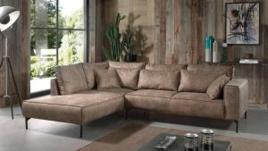 Geen merk Hoekbank Koblenz Links Hoeksalon Taupe Microvezelstof Ergonomisch zitbank hoekzetel zetelsenbedden