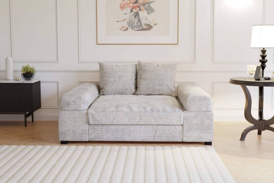 Seatsandbeds zitbank big sofa fatguy- small- corduroy ribstof lichtgrijs