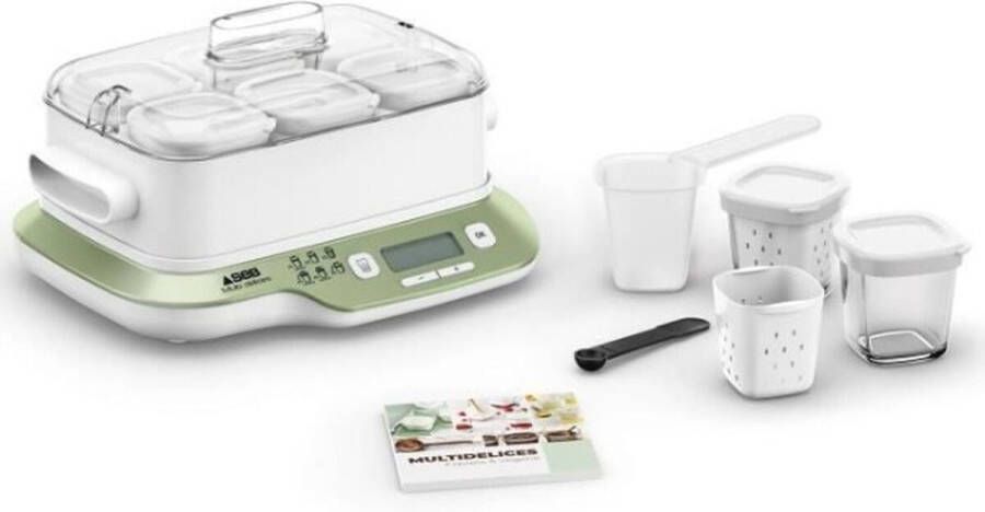 Seb Yoghurtmaker 6 potten 6 programma's waarvan 1 express-modus Zelfgemaakte yoghurts en desserts Gemakkelijk te gebruiken Made in France YG660A11