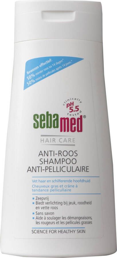 Sebamed Anti-Roos Shampoo Zeepvrij 50% minder roos binnen 14 dagen Piroctone olamine vermindert jeuk roodheid en irritatie 400 ml