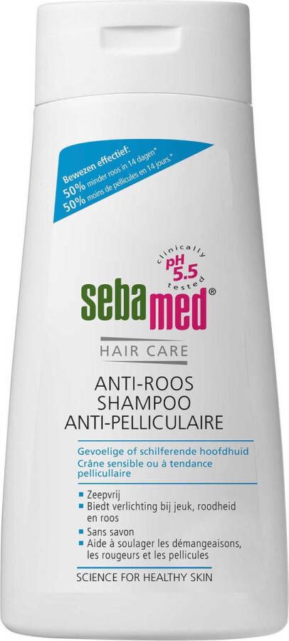 Sebamed Anti-Roos Shampoo Zeepvrij 50% minder roos binnen 14 dagen Piroctone olamine vermindert jeuk roodheid en irritatie 400 ml