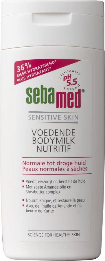 Sebamed Voedende Bodymilk Voedt versterkt en herstelt de huid Soepele huid Met zoete amandelolie en sheabutter Huidverzorging 200 ml