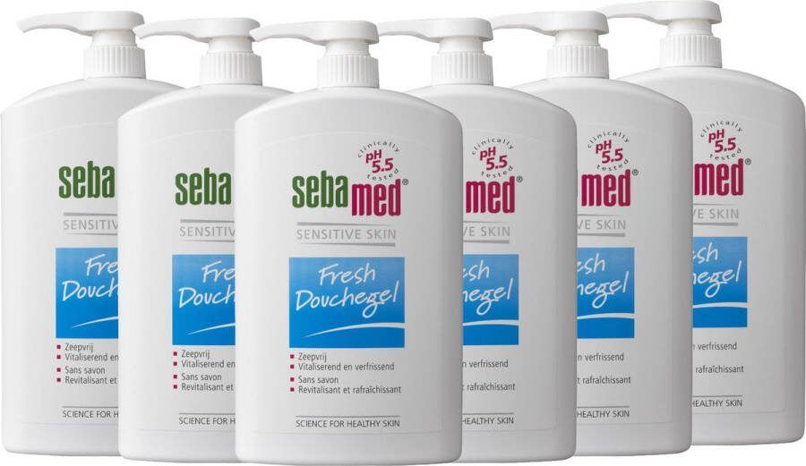 Sebamed Douchegel voordeelverpakking Douchemiddel Zeepdispenser 1 liter 6 pack
