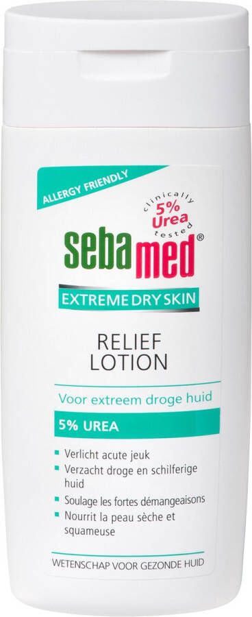 Sebamed Relief lotion 5% urea Intensieve hydratatie Vermindert acute jeuk en verzacht droge en schilferige huid Herstelt de vochtbalans Huidverzorging 200 ml