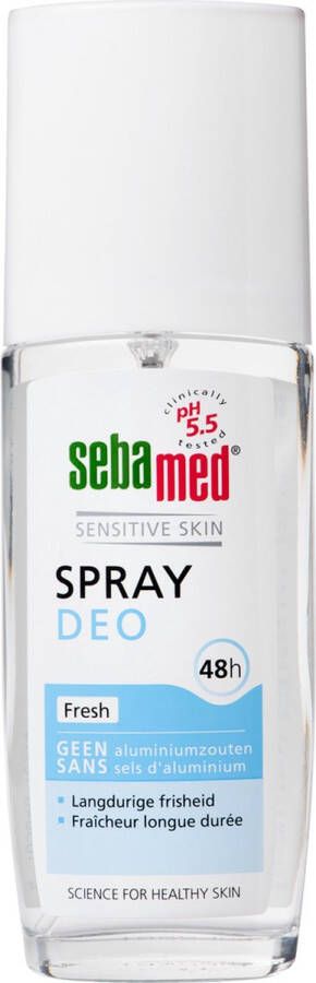 Sebamed Fresh Spray Deodorant 48 uur bescherming en frisheid Zonder aluminium zouten Voorkomt transpiratiegeur 75 ml