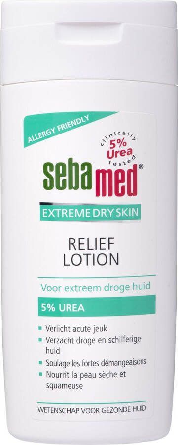 Sebamed Relief lotion 5% urea Intensieve hydratatie Vermindert acute jeuk en verzacht droge en schilferige huid Herstelt de vochtbalans Huidverzorging 200 ml