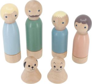 Sebra Houten poppenhuis poppetjes familie en huisdieren