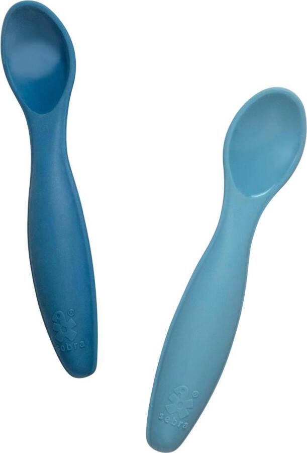 Sebra Siliconen Lepelset Vintage Blue 2 Stuks