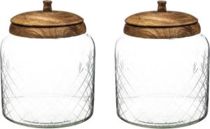 Secret de Gourmet 2x stuks snoeppotten voorraadpotten 2 7L glas met houten deksel 2700 ml Bonbonnieres