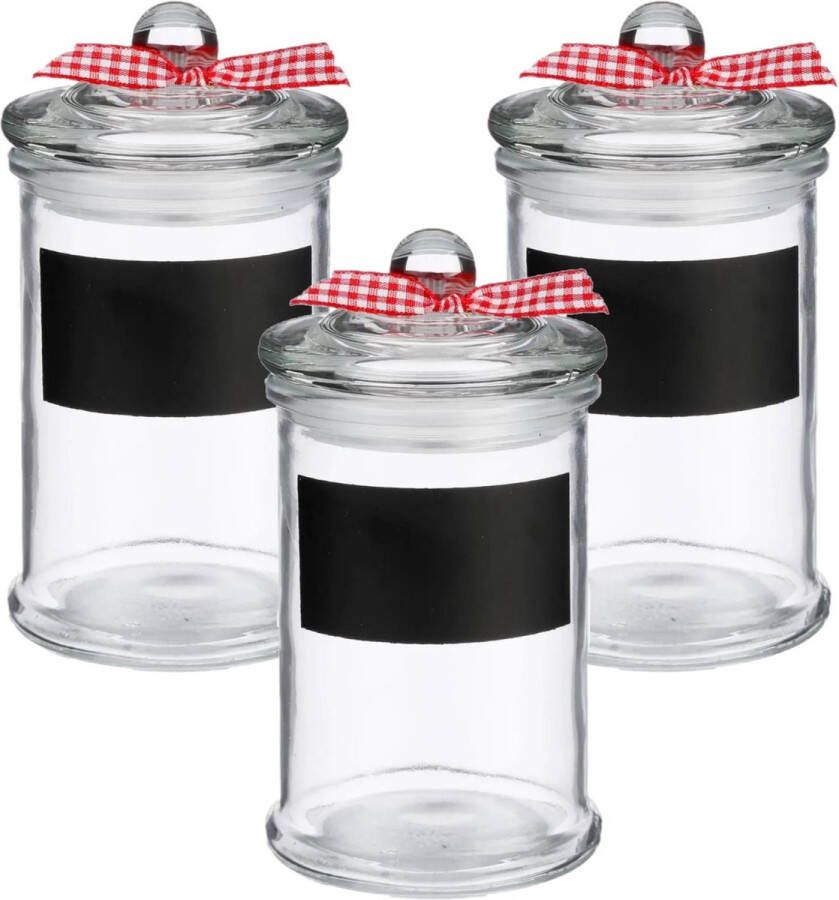 Secret de Gourmet 3x stuks snoeppotten voorraadpotten 0 35L glas met deksel 350 ml Voorraadpotten met luchtdichte sluiting