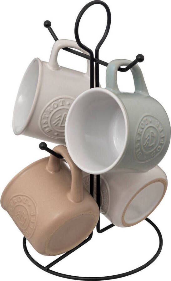 Secret de Gourmet 4 keramische bekers op metalen standaard LEO 140 ml