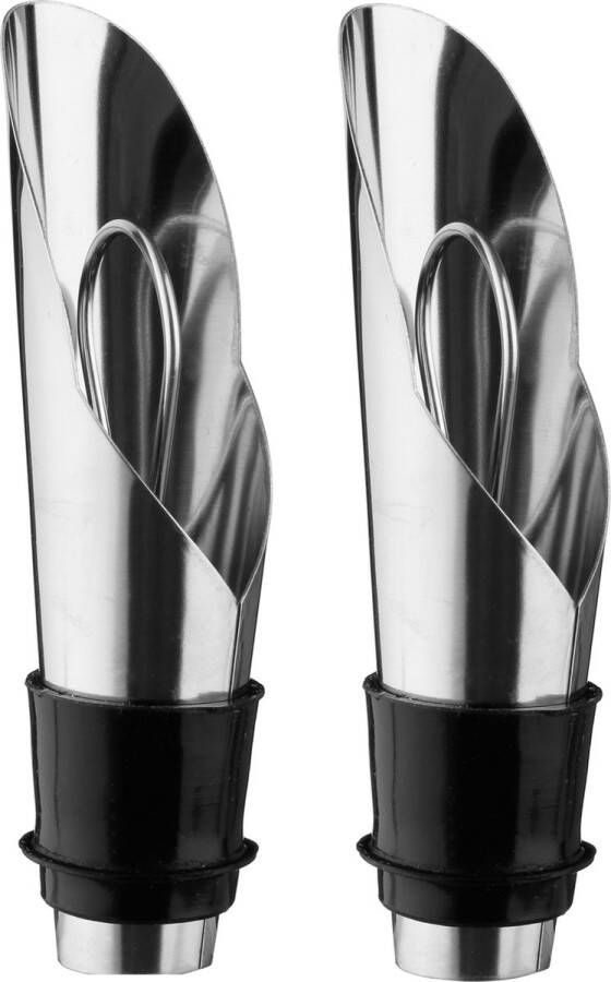 Secret de Gourmet 4x stuks vacuum wijnstoppers met afsluitdoppen metaal 2 x 2 x 8 cm Flessenstop VacuVin Wijnafsluiter
