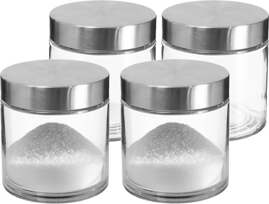 Secret de Gourmet 4x stuks voorraadbussen voorraadpotten 0 75L glas met RVS deksel 750 ml Voorraadpotten met luchtdichte deksel