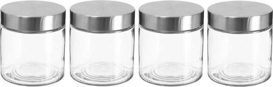 Secret de Gourmet 4x stuks voorraadbussen voorraadpotten 0 75L glas met RVS deksel 750 ml Voorraadpotten met luchtdichte deksel