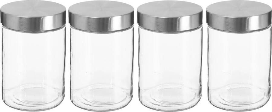 Secret de Gourmet 4x stuks voorraadbussen voorraadpotten 1 2L glas met RVS deksel 1200 ml Voorraadpotten met luchtdichte deksel