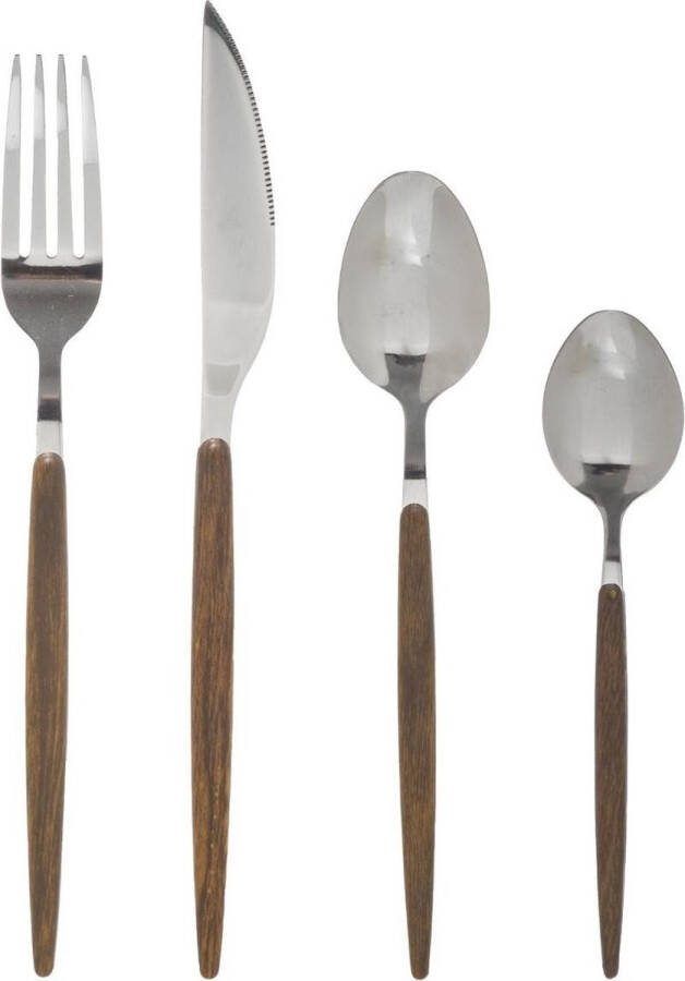 Secret de Gourmet Bestekset Amazonie 24-delig RVS hout Besteksets