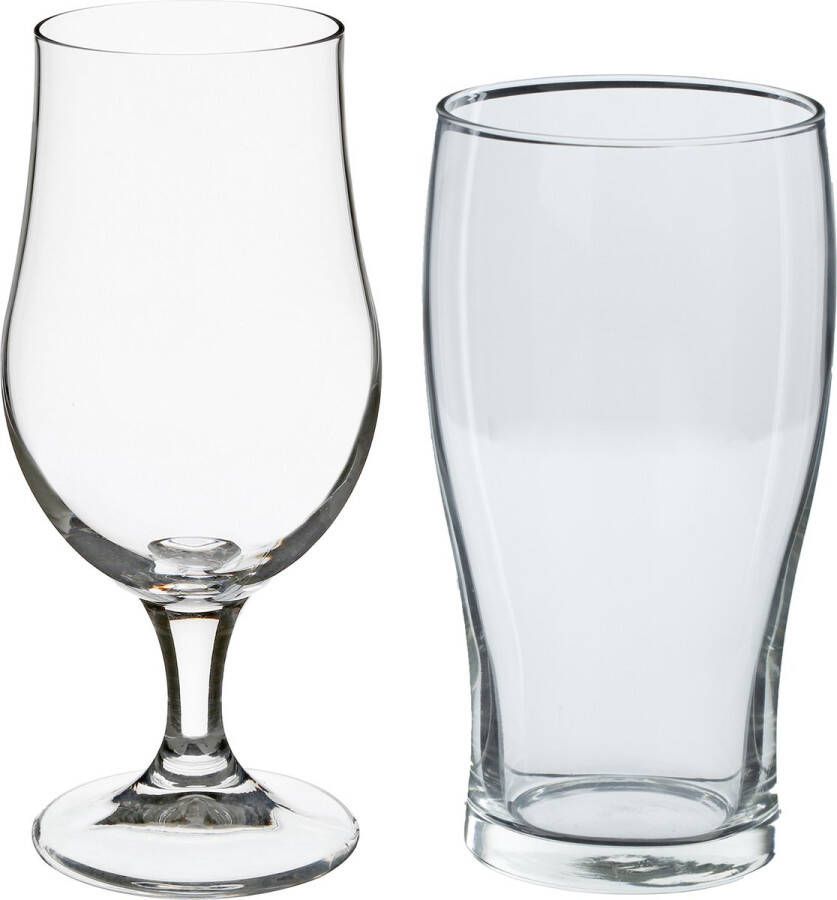 Secret de Gourmet Bierglazen set bierglazen op voet pint glazen 8x stuks glas