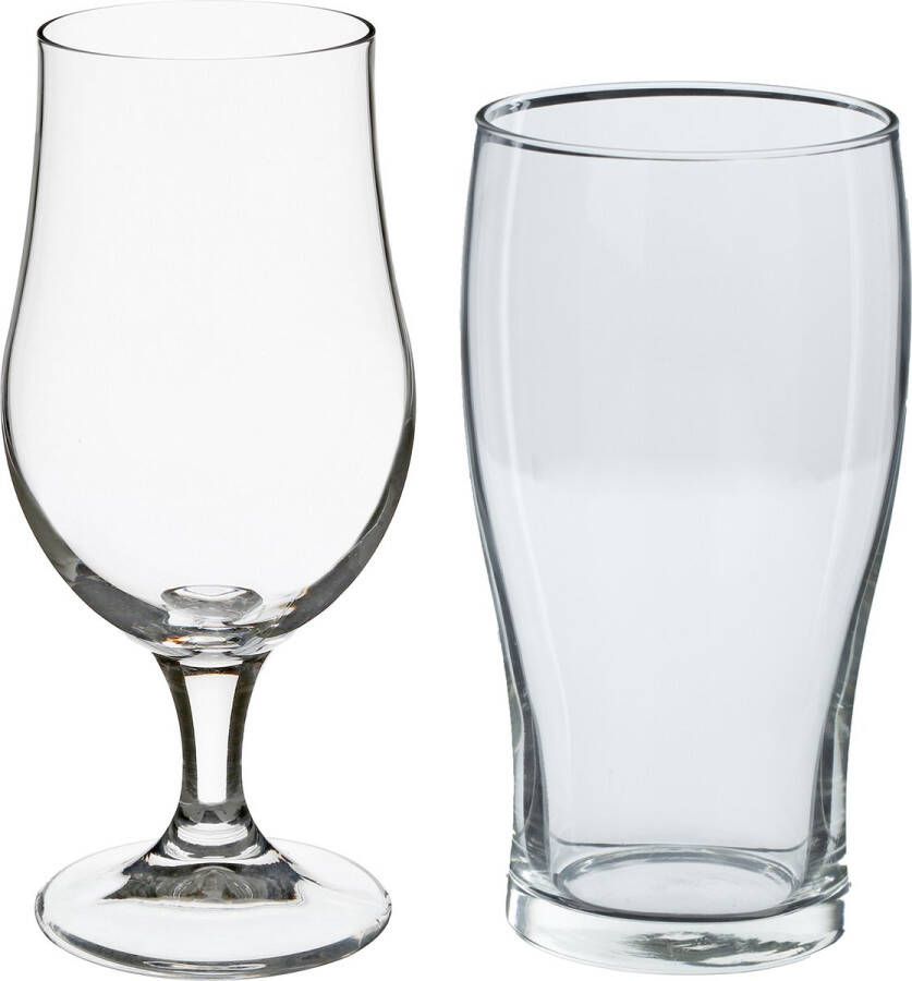 Secret de Gourmet Bierglazen set bierglazen op voet pint glazen 8x stuks glas Bierglazen