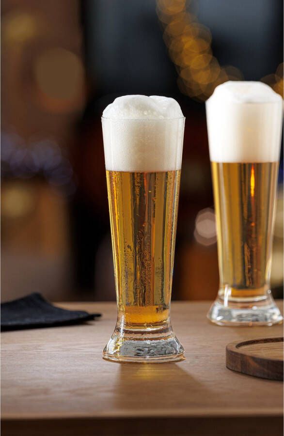 Secret de Gourmet Bierglazen set pilsglazen fluitje bierglazen op voet 8x stuks glas Bierglazen